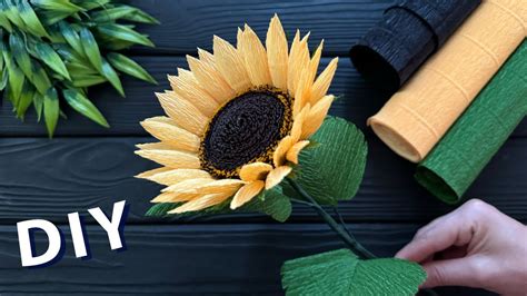 Easy Craft Ideas How To Make Sunflower Crepe Paper Flower Crepe Paper Decoration Ideas Youtube