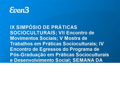 Ix Simp Sio De Pr Ticas Socioculturais Vii Encontro De Movimentos