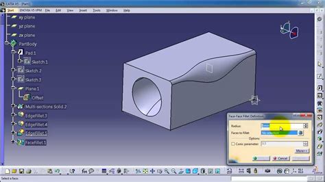 46 Catia Beginner Tutorial Face To Face Fillet Youtube