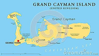 Grand Cayman Island Political Map Vector Illustration CartoonDealer