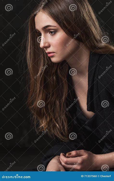 Portrait of a Girl with Sad Eyes Stock Photo - Image of model, female ...