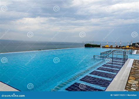 Infinity Pool with Crystal Blue Water View To Sea Ocean Stock Image ...