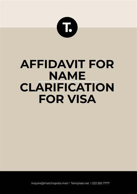 Free Affidavit for Name Clarification for Visa Template to Edit Online