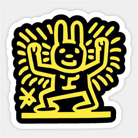 Funny Keith Haring Cat Yoga Keith Haring Sticker TeePublic