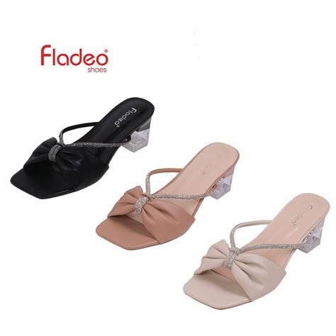 Jual Fladeo K Ldp Bg Sandal Hak Kaca Slide Wanita Heels Slipper