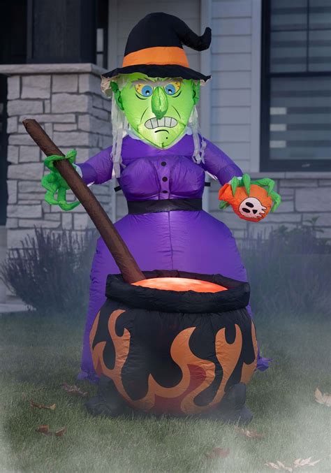 6ft Inflatable Witch And Cauldron Halloween Prop Witch Decorations