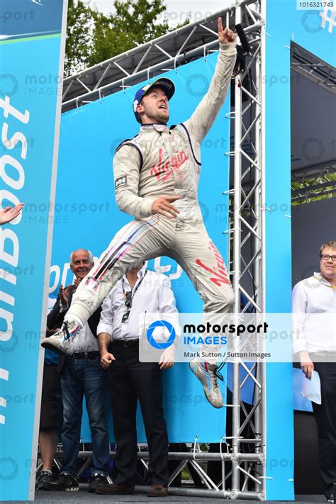 Race Winner Sam Bird Gbr Virgin Racing Celebrates On The Podium At