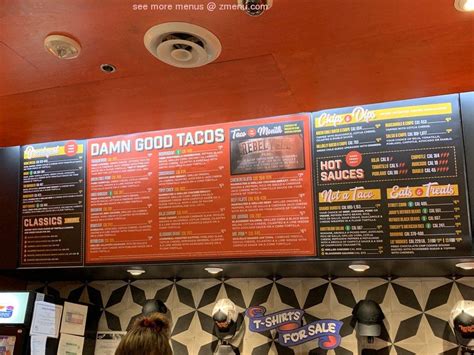 Menu at Torchy's Tacos restaurant, Richardson