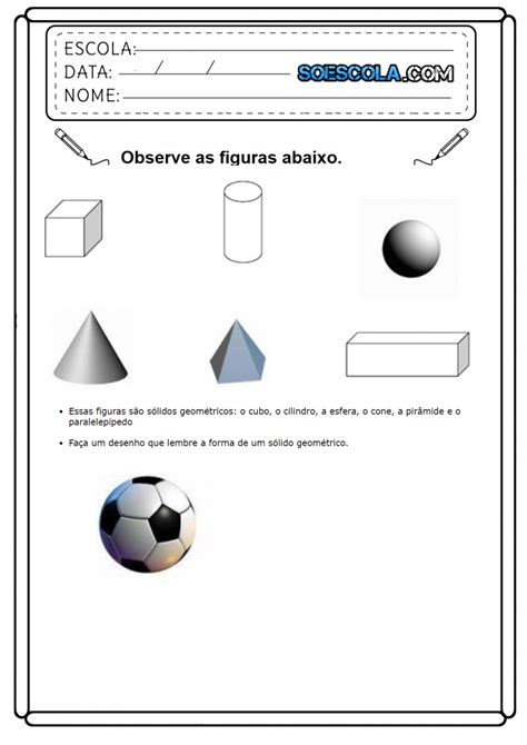 Atividade de Geometria 1 ano Para imprimir SÓ ESCOLA