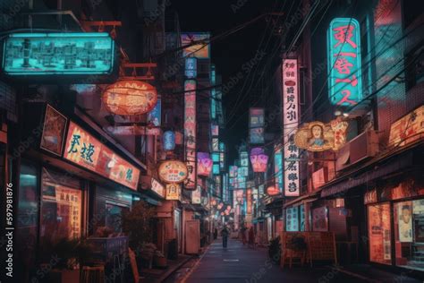 Tokyo Cyberpunk Street Scene, Vintage Tokyo Cyberpunk Poster Retro ...