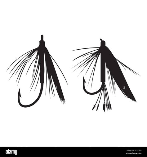 Vector Set Of Fly Fishing Lures Hooks Silhouettes Ilustración Aislada