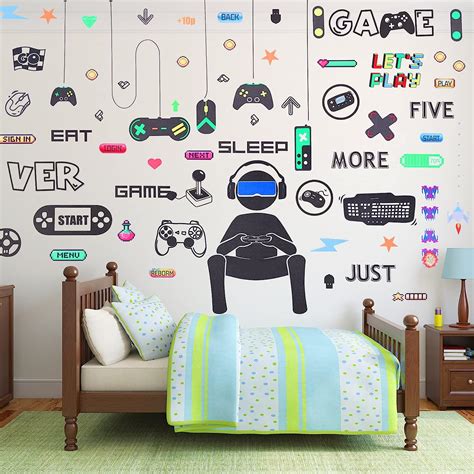 56 Pieces Gamer Wall Decals Gamer Wall Sticker Gaming Controller