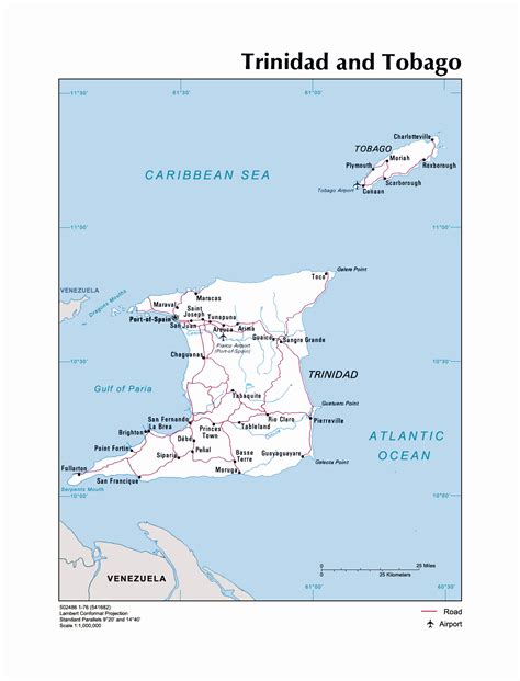 Large Political Map Of Trinidad And Tobago With Roads Cities And Porn