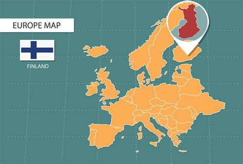 Mapa de finlandia en los iconos de la versión de zoom de europa que