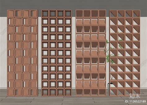 现代镂空水泥砖隔断su模型下载【id1126522189】知末su模型网