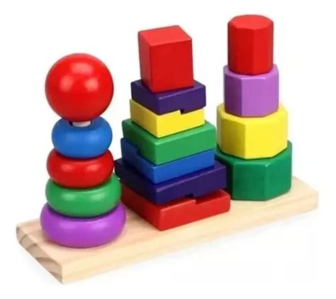 Torre Triple Juguete Did Ctico Encaje De Madera Montessori Cuotas Sin