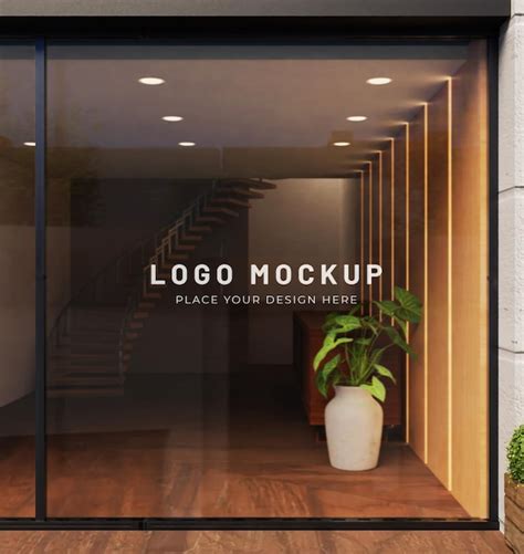 Premium Psd Window Glasss Storefront Logo Mockup