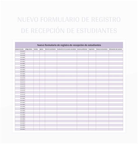 Plantilla De Formato Excel Nuevo Formulario De Registro De Recepción De