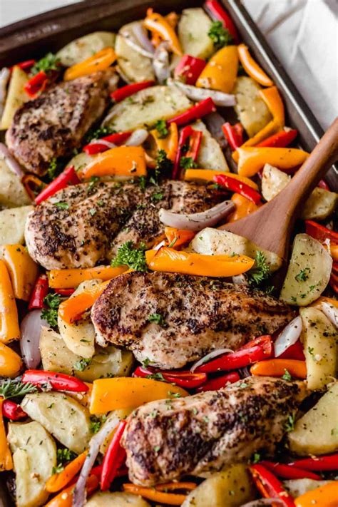 Sheet Pan Italian Chicken With Potatoes And Peppers