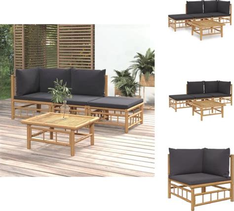 VidaXL Loungeset Loungesets Tuinset Bamboe Loungeset 4 Delige