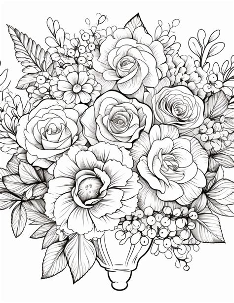 Bouquets Coloring Pages Set Of 7 Etsy Artofit