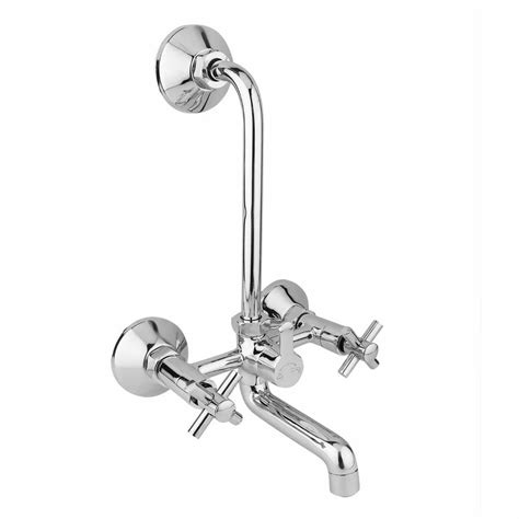 2 In 1 Lever Brass Corsa L Bend Wall Mixer Tap For Bathroom Fitting At