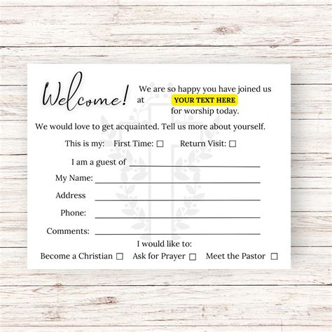 Editable Church Visitor Cards Church Visitor Cards Church Welcome Card