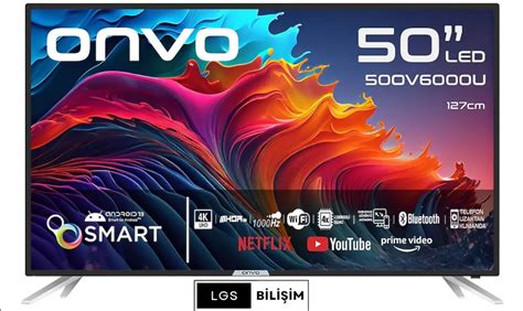 Onvo 50 127 Ekran Uydu Alıcılı 4K Ultra HD Android Smart LED TV TV ve