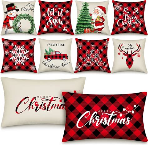 Amazon Newwiee Piece Christmas Pillow Covers Christmas Throw