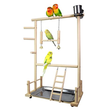 Parrots Play Score Bird Playground Wooden P Erch Gym Stand Playpen