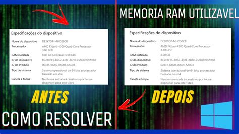 Como resolver o problema de memória RAM utilizável no Windows YouTube