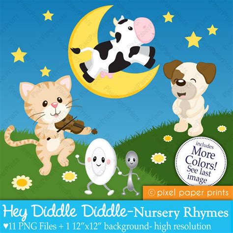 Hey Diddle Diddle Nursery Rhymes Digital Clipart Set - Etsy