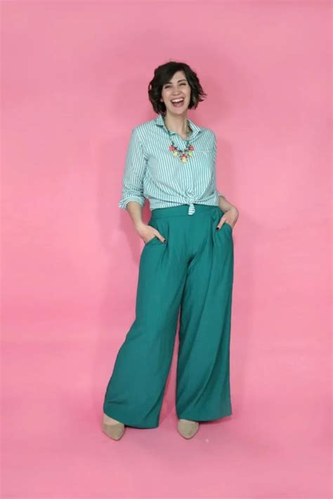 12 Ways To Wear Colorful Palazzo Pants - The Outfit Repeater Teal Pants ...