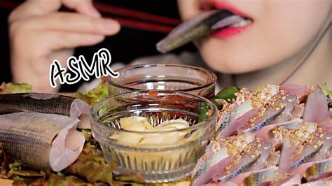 ASMR SEAFOOD SLICED RAW GIZZARD SHAD통전어 전어회 EATING SOUNDS MUKBANG YouTube