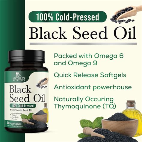 Black Seed Oil Capsules 1000mg Vegan Cold Pressed Nigella Sativa Bla — Nature S Nutrition