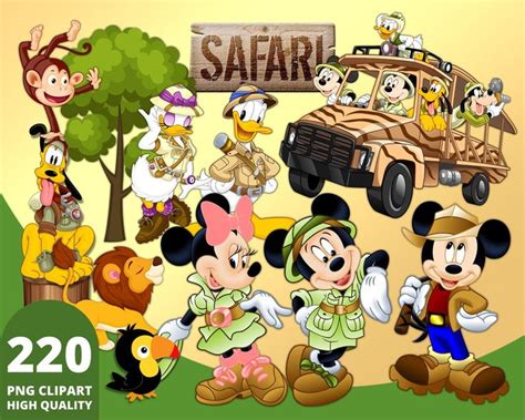 Mickey Safari Clipart PNG, Safari Mickey PNG, Jungle Mickey Stickers ...