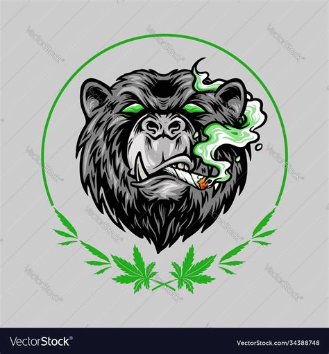 Marijuana smoke scary bear weed mascot logo Vector Image