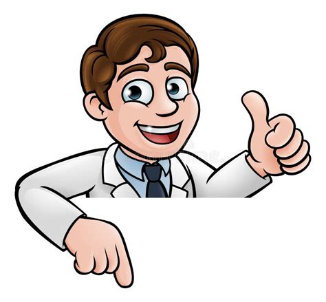 Scientist Cartoon Character Thumbs Up Sign Stock Vector Illustration