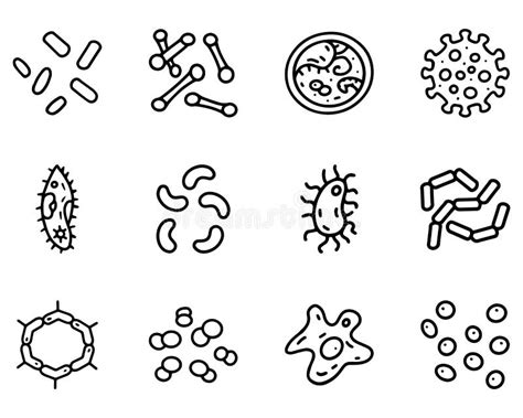 Bacteria And Viruses Line Vector Doodle Simple Icon Set Stock Vector