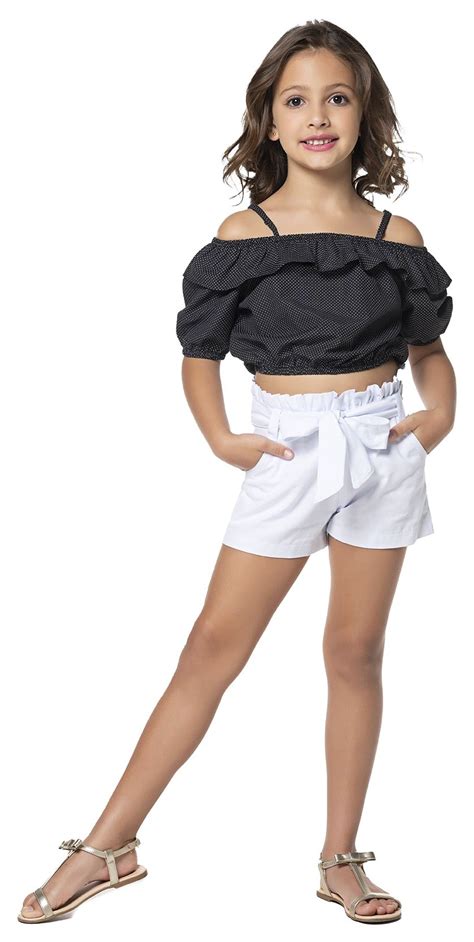 Conjunto Infantil Menina Po Sarja Branco Vrasalon Since