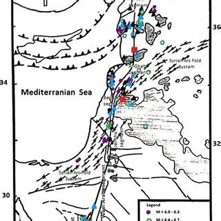 Seismic activity in the Dead Sea Transform region with locations of ...