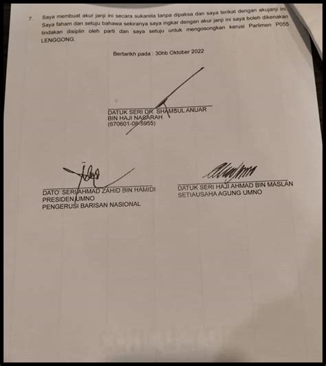 Surat Aku Janji Zahid Hamidi Dilantik Jadi Pm Dan Kes Rasuah Digugurkan