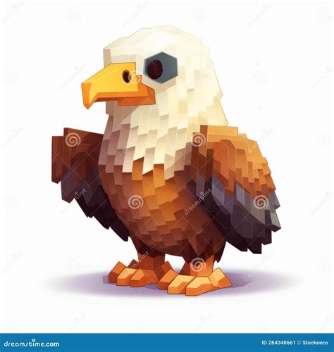 Pixel Stylised Eagle Character Hyper Realistic Animal Illustration In