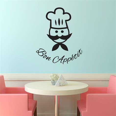 Bon Appetit Kitchen Wall Sticker Chef Wall Decal Etsy Uk Kitchen