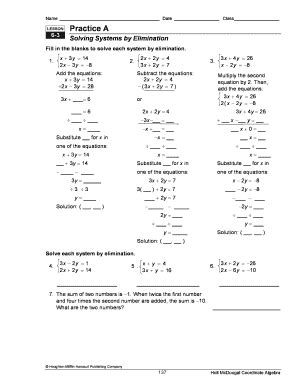 Fillable Online Name Date Class Lesson Xx Practice A Solving Systems