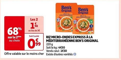 Promo Riz Micro Ondes Express La M Diterran Enne Ben S Original Chez