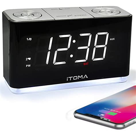 Itoma Alarm Clock With Bluetooth Fm Radio Dual Alarm Usb Charger Wake Light For Bedroom