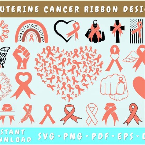 Uterine Cancer Ribbon Svg Etsy