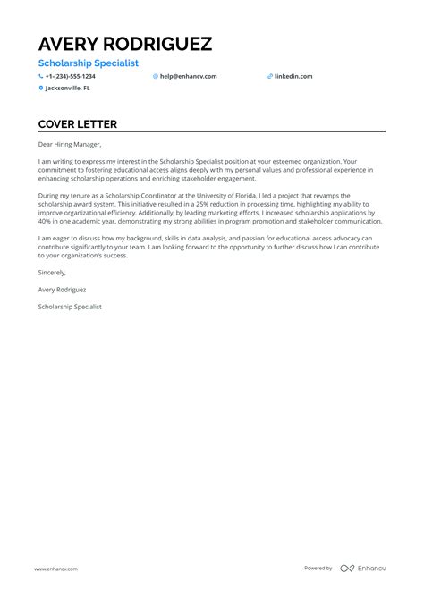 Sample Scholarship Application Cover Letter Teacher Web 7