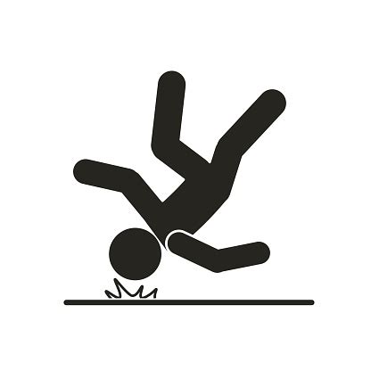 isolated illustration  man falling  high surface  head injury